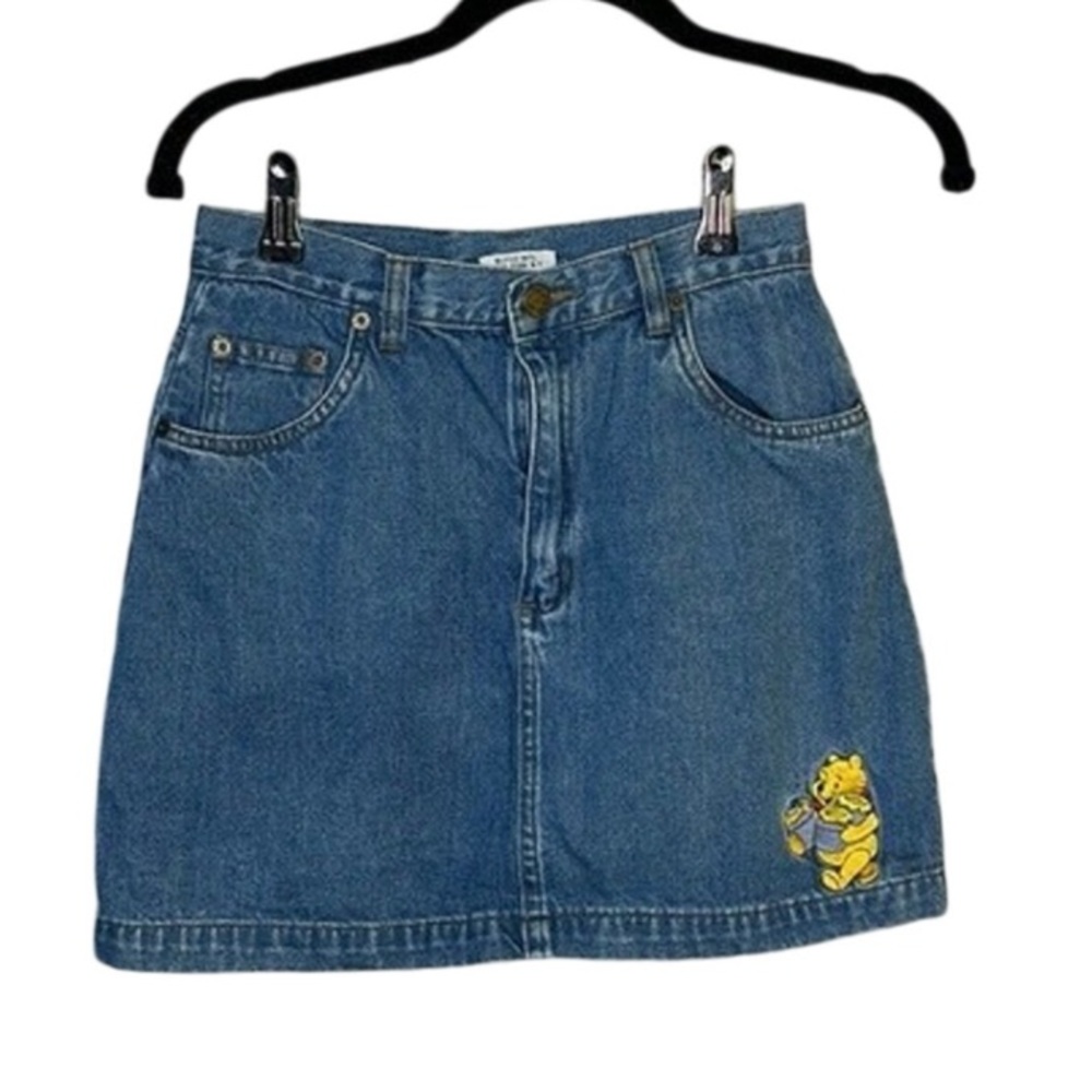 Vintage Disney Blue Denim Skirt with Pooh bear Embroidered